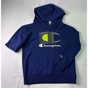 Champion Kids Blue Graphic Hoodie‎ Sweatshirt Size 6 Authentic Athletic Wear